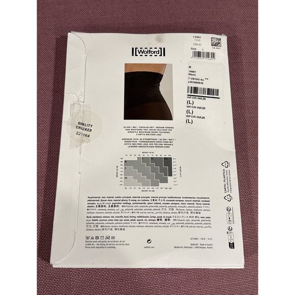 Wolford Fatal High Waist Tights in Black Large New Womens Shapewear Nylons - Picture 6 of 12